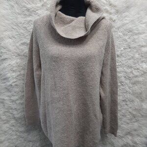 TAHARI Women's Beige Merino Wool Blend Knit Turtle Neck Pullover Sweater XXL